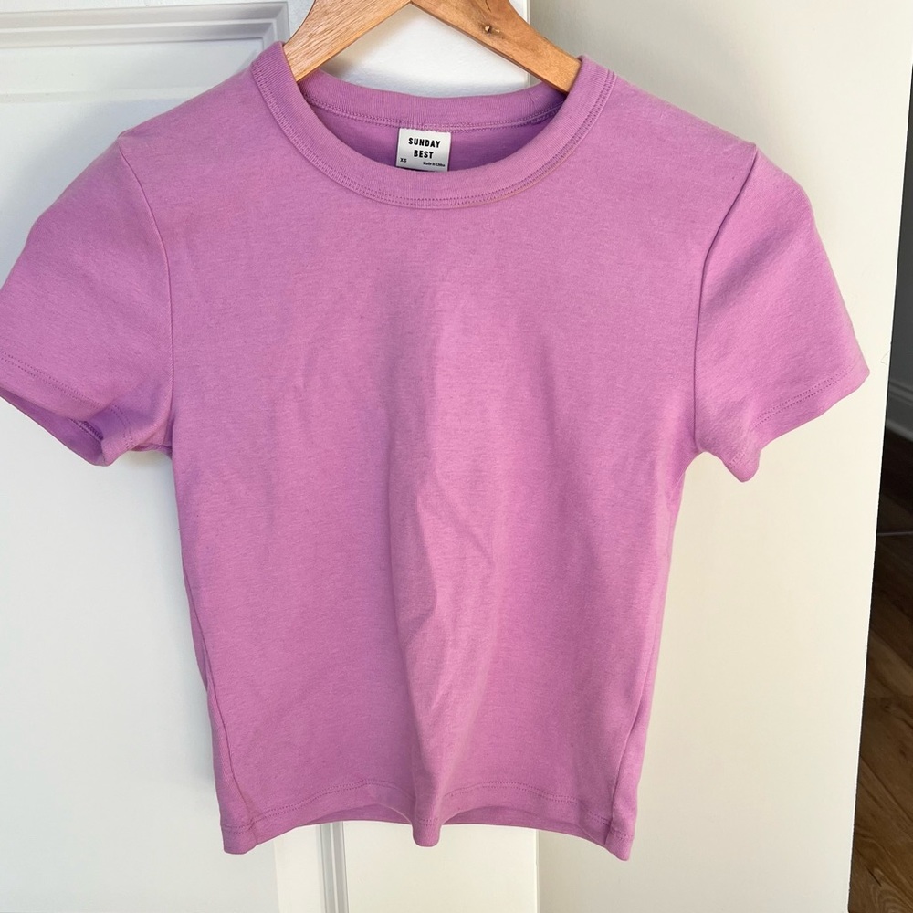 Aritzia Sunday Best Cropped T-Shirt Mauve Purple/Pink - Size XS